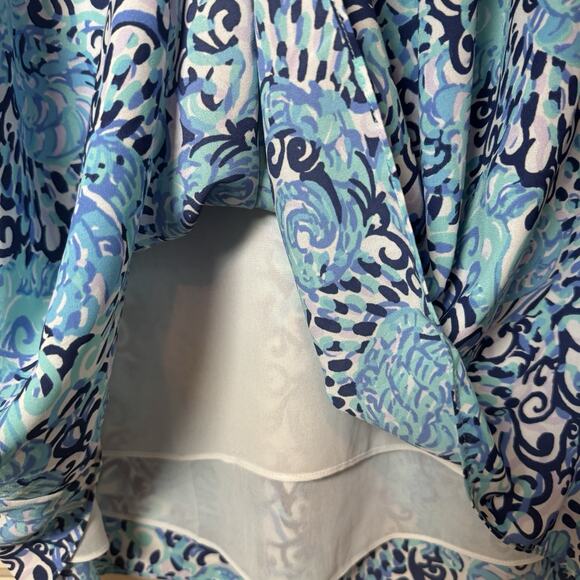 Lilly Pulitzer Marilina Tunic Dress Blue Light Aqua Shell Resortwear Beach XL - Picture 10 of 12